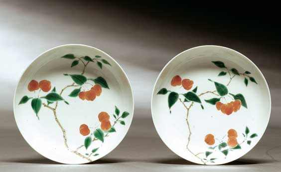 Appraisal: PAIR KANGXI PORCELAIN DISHES Pair of Chinese porcelain dishes enameled