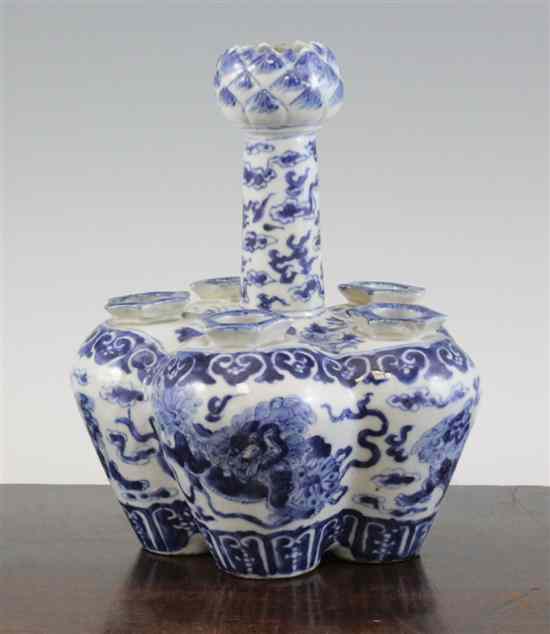 Appraisal: A Chinese blue and white multiple tulip vase th century