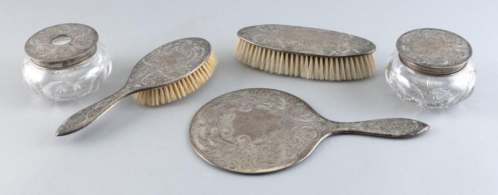 Appraisal: STERLING SILVER FIVE-PIECE DRESSER SET FIRST HALF OF THE TH