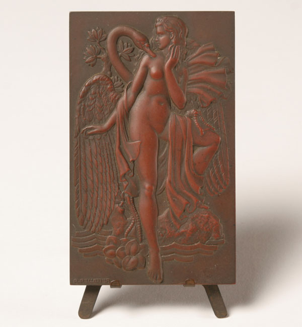 Appraisal: Ray Pelletier French - bronze plaque depicting Leda and the