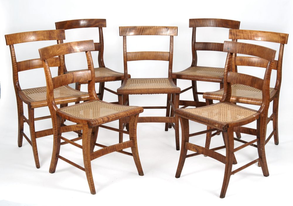 Appraisal: SET OF SEVEN ANTIQUE AMERICAN LATE CLASSICAL SIDE CHAIRS Mid-