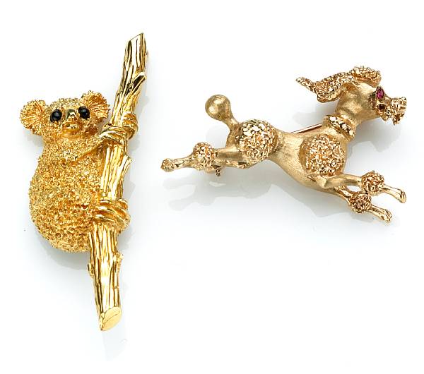 Appraisal: A pair of gem-set k and k gold animal motif