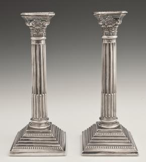 Appraisal: Pair of English Sterling Weighted Candlesticks Pair of English Sterling