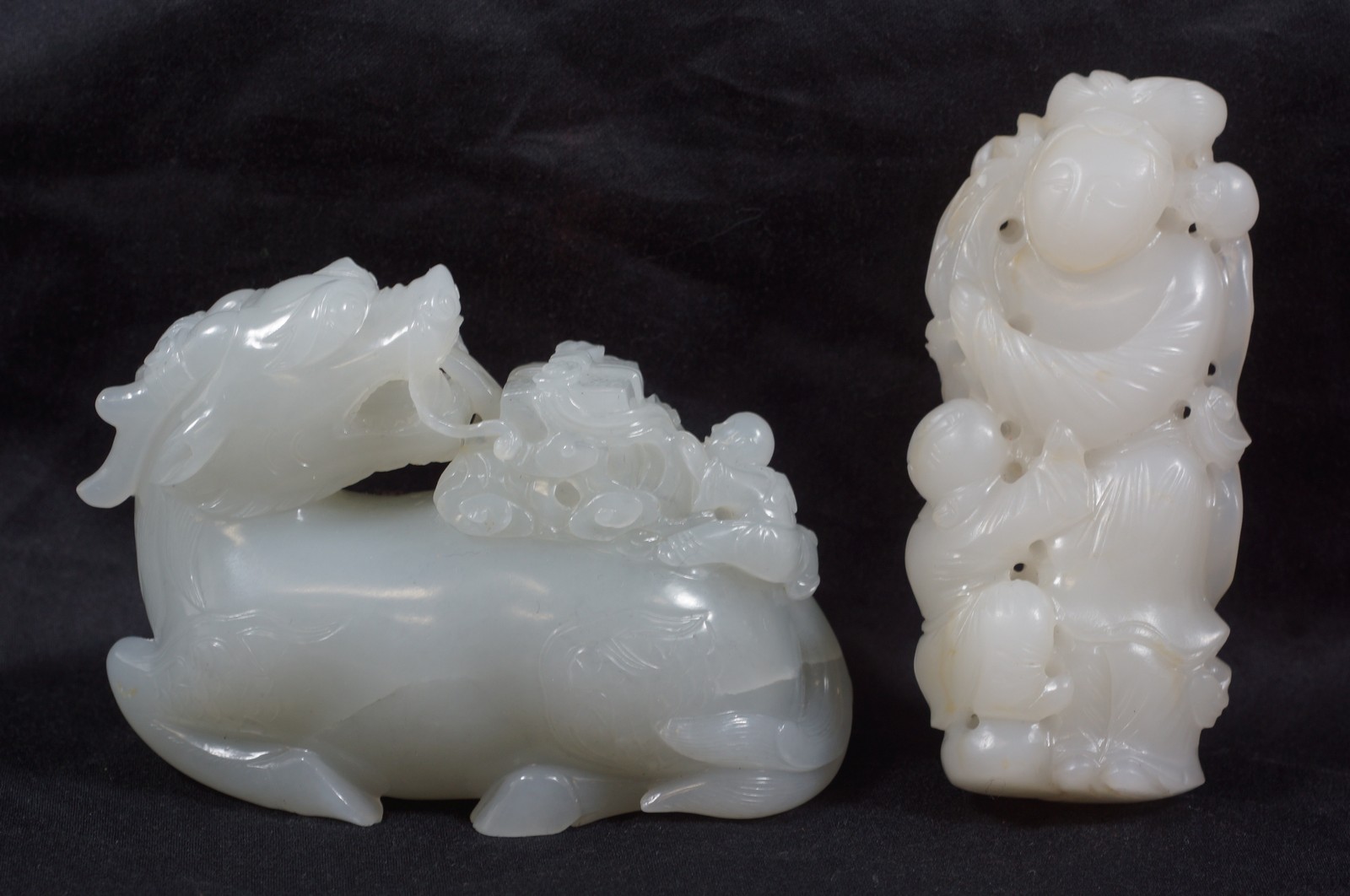 Appraisal: Chinese Carved Jade Mythical Animal with custom teak stand approx