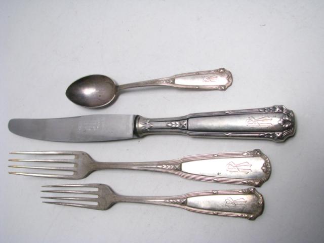 Appraisal: Partial Set of German Silver Flatware marked ' ' monogrammed