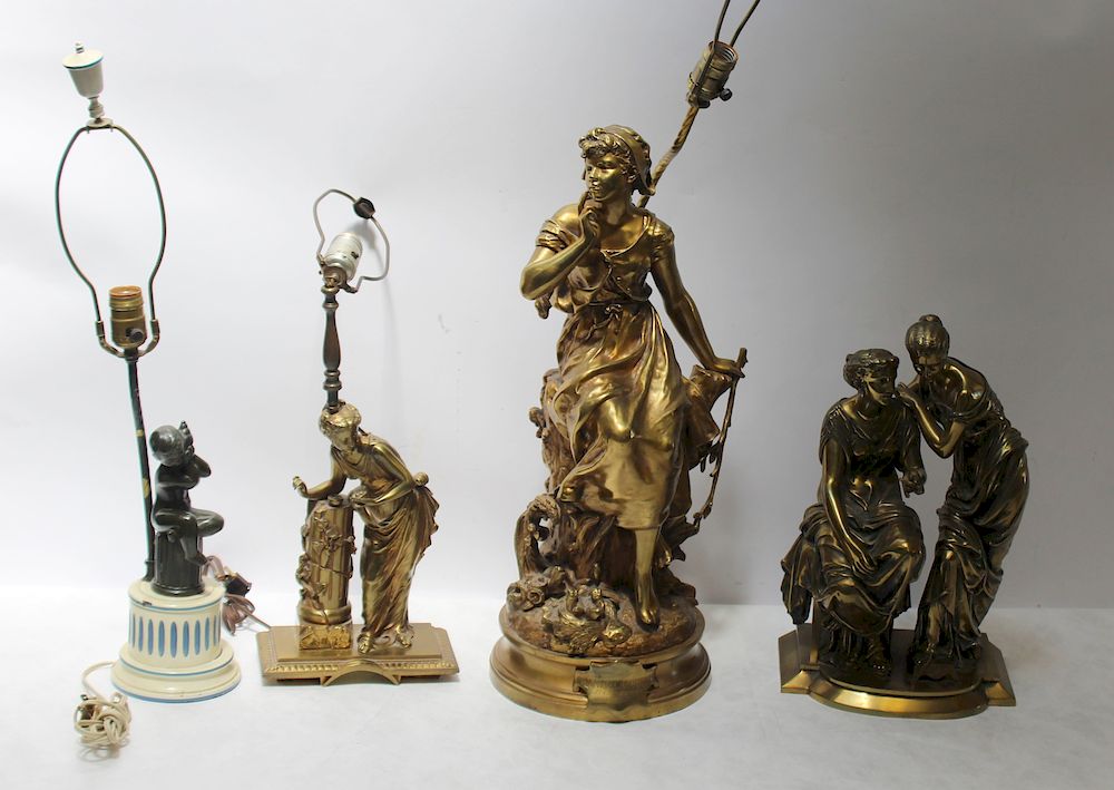 Appraisal: MOREAU Bronze Figural Sculptures As A Lamp together with bronze