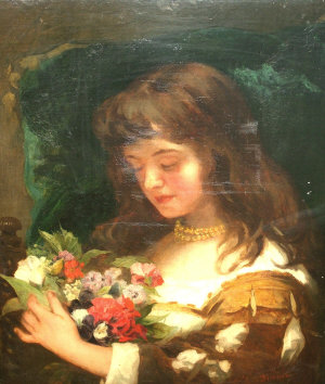 Appraisal: J Murdoch th century- Portrait of a girl holding a