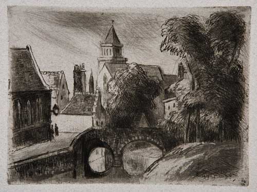 Appraisal: CAMILLE PISSARRO Quai des M n triers Bruges Etching aquatint