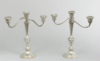 Appraisal: A Pair of Sterling Silver Candelabra by Gorham Sterling silver