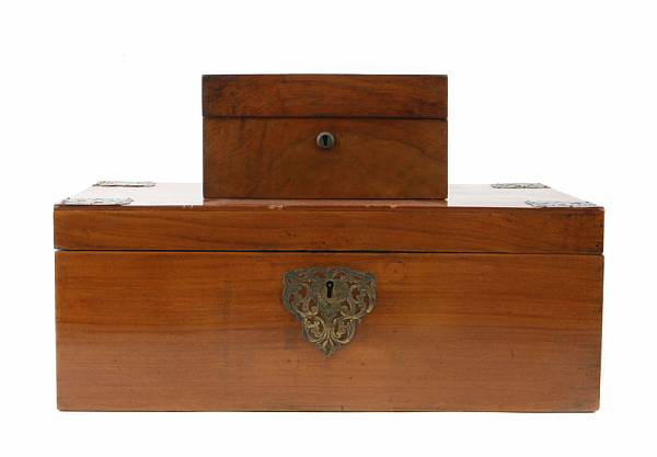 Appraisal: A group of two fruitwood document boxes th century height