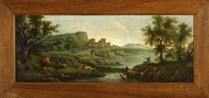 Appraisal: Continental School Mid- th Century Expansive Mountainous River Landscape with