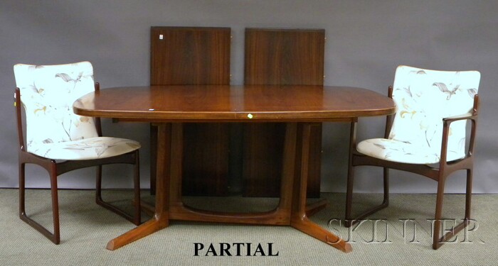 Appraisal: Danish Modern Oblong Rosewood Double-pedestal Dining Table with a Set