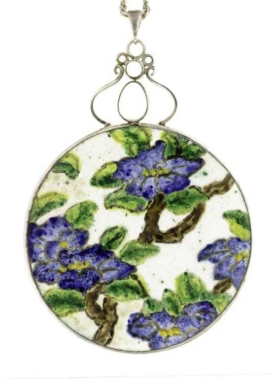 Appraisal: AN ARTS CRAFTS MOONSTONE SILVER AND ENAMEL PENDANT in the