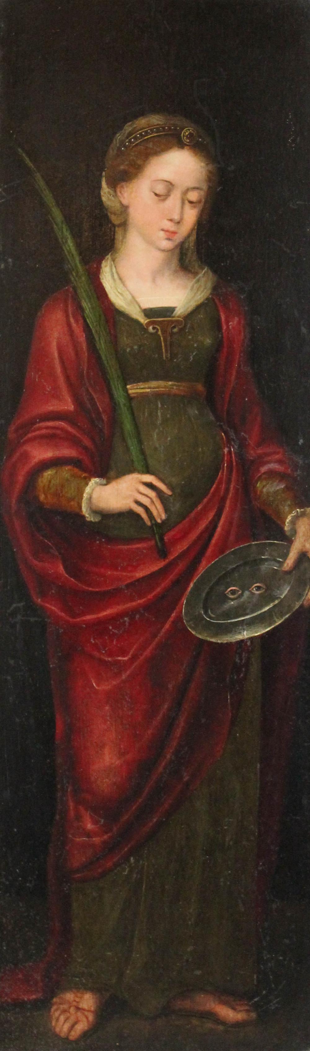 Appraisal: FLEMISH STYLE TH CENTURY ST LUCY Oil on panel x