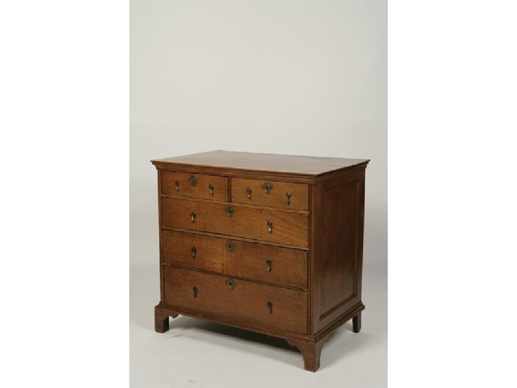 Appraisal: A GEORGE I OAK CHEST OF DRAWERS the rectangular top