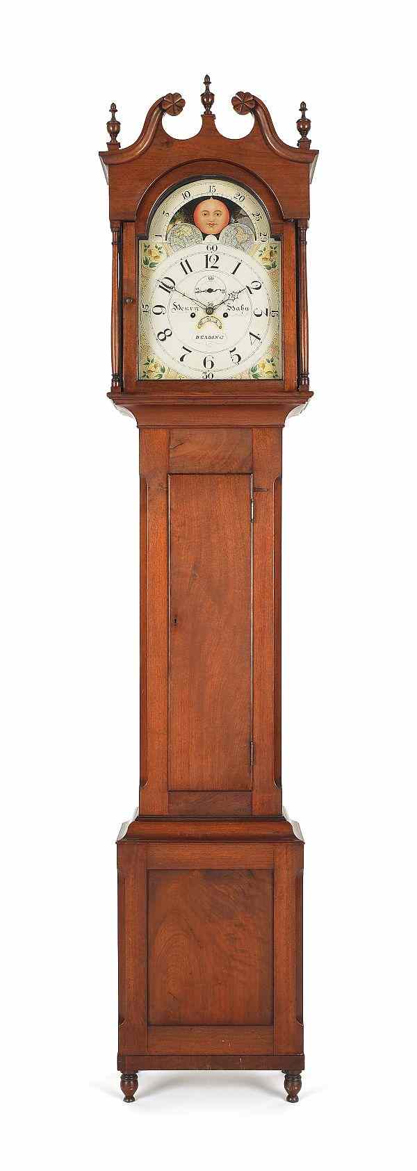 Appraisal: Pennsylvania walnut tall case clock early th c with an