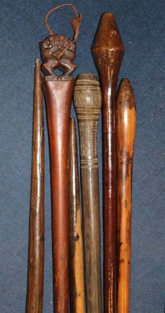 Appraisal: Six assorted Vancus hardwood clubs largest in Estimate - Descriptions