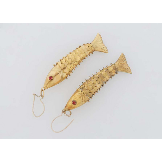 Appraisal: Pair of K Yellow Gold Reticulated Pierced Fish Earrings th