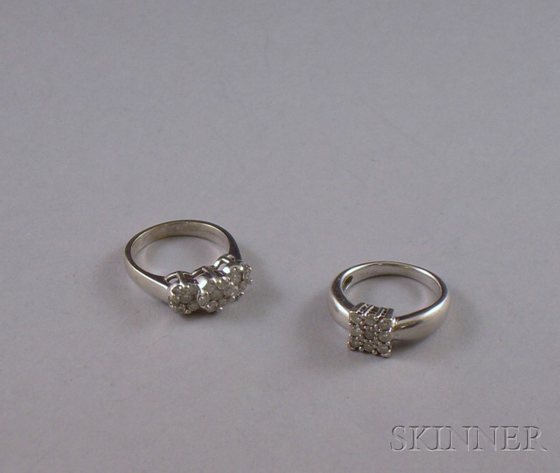 Appraisal: Two kt White Gold and Diamond Rings