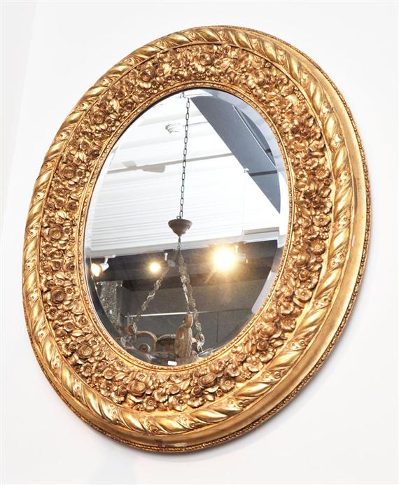 Appraisal: OVAL MIRROR late Napoleon III th cent Gilt wood and