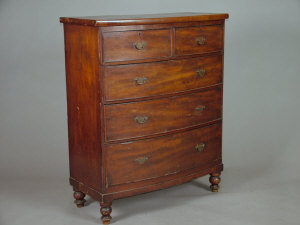 Appraisal: A Victorian mahogany bowfront chest of two short and three