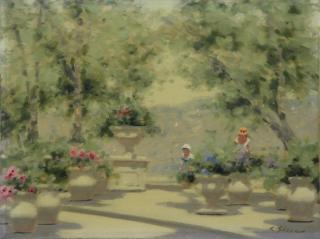 Appraisal: GISSON Andre Oil on Canvas Figure in a Garden Signed