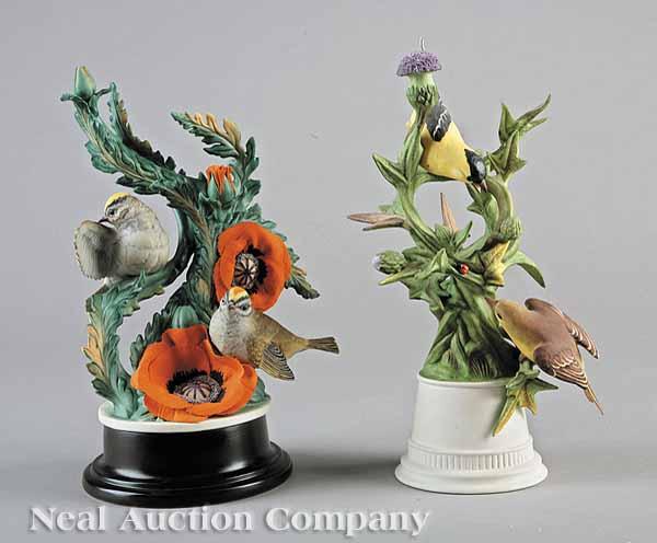 Appraisal: Two Boehm Porcelain Figural Groups comprising a Golden Crown Kinglet