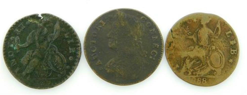 Appraisal: COINS Lot of three Connecticut Coppers One dated and Two