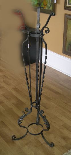 Appraisal: Tall American Tripodal Parcel-Gilt and -Argente Wrought-Iron Floor Lamp in