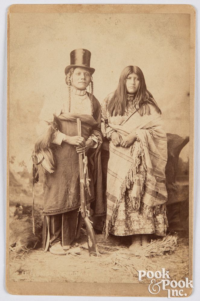 Appraisal: Native American Indian photo Ute Bride and Groom Cabinet card