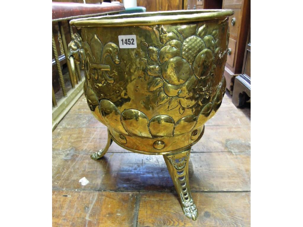 Appraisal: A th century polished brass coal bucket of cylindrical form