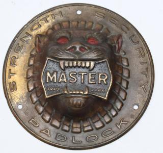 Appraisal: Vintage Masterlock Lion Trademark Advertising Sign Cold-painted metal molded in