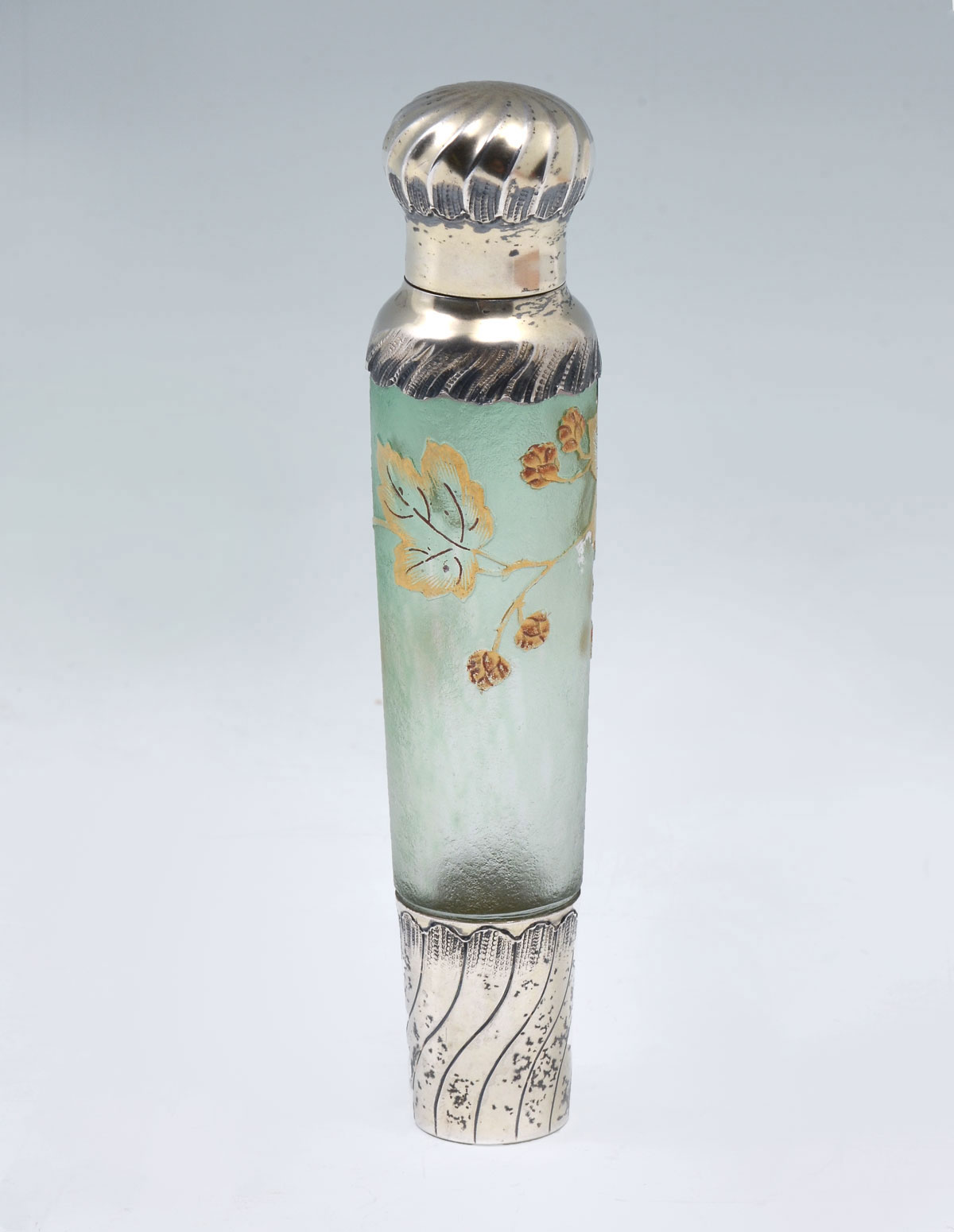 Appraisal: DAUM NANCY SILVER CAMEO GLASS SCENT BOTTLE Daum Nancy French