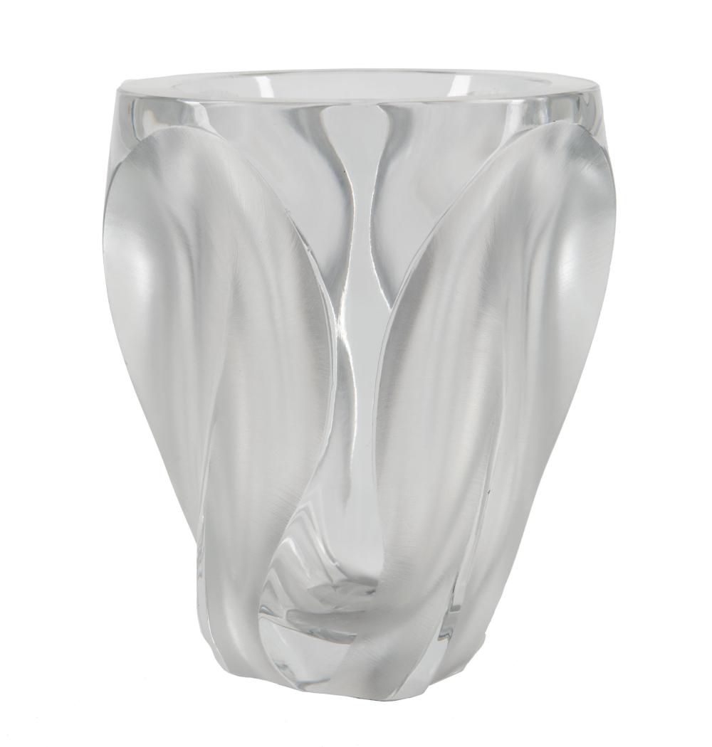 Appraisal: Lalique Clear and Frosted Glass Ingrid Vase c etched Lalique