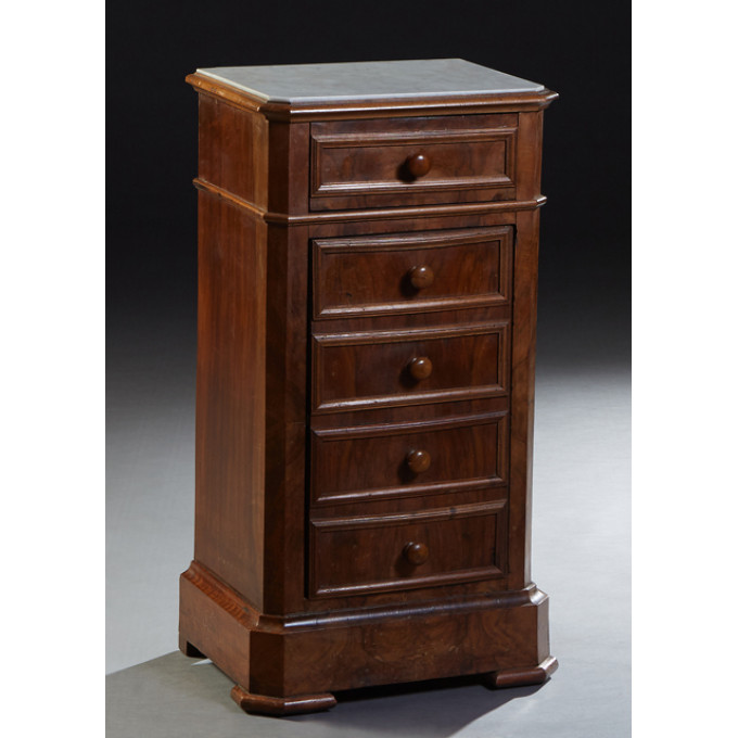 Appraisal: French Louis Philippe Carved Walnut Marble Top Nightstand th c