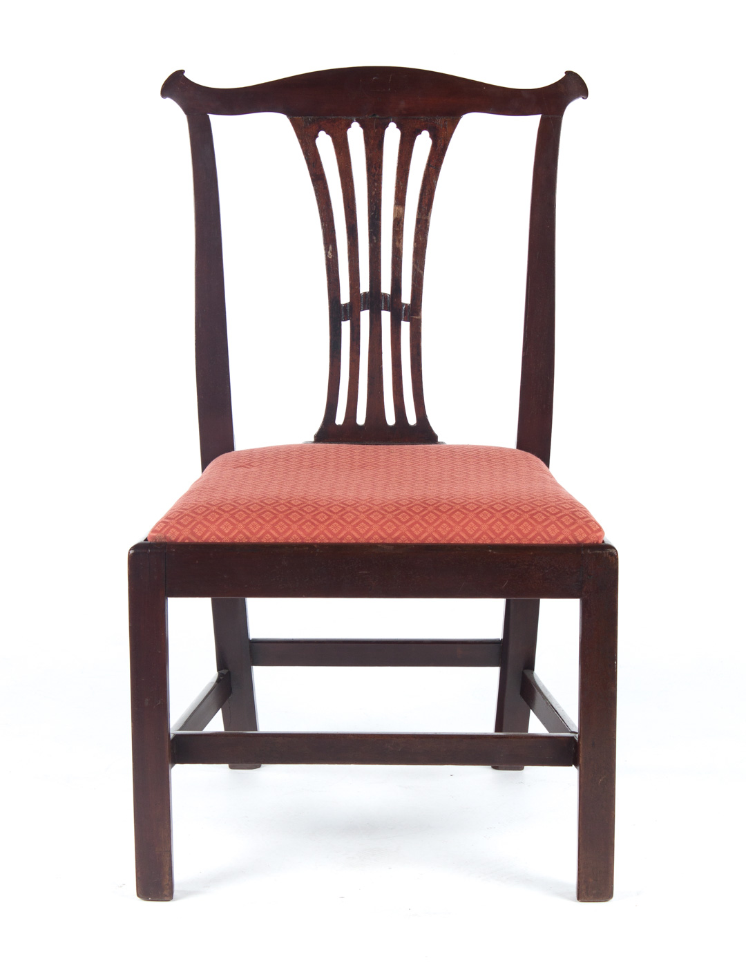 Appraisal: George III mahogany side chair circa serpentine crest rail pierced