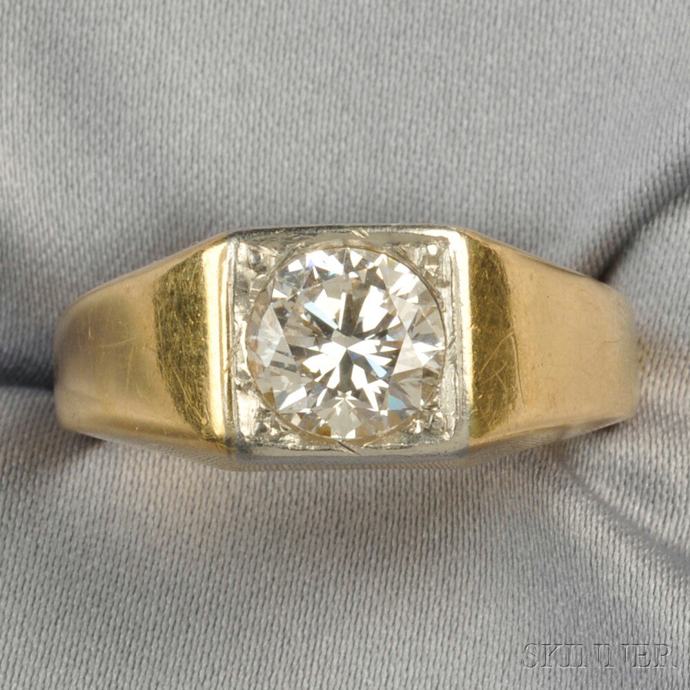 Appraisal: kt Gold Platinum and Diamond Ring set with a full-cut