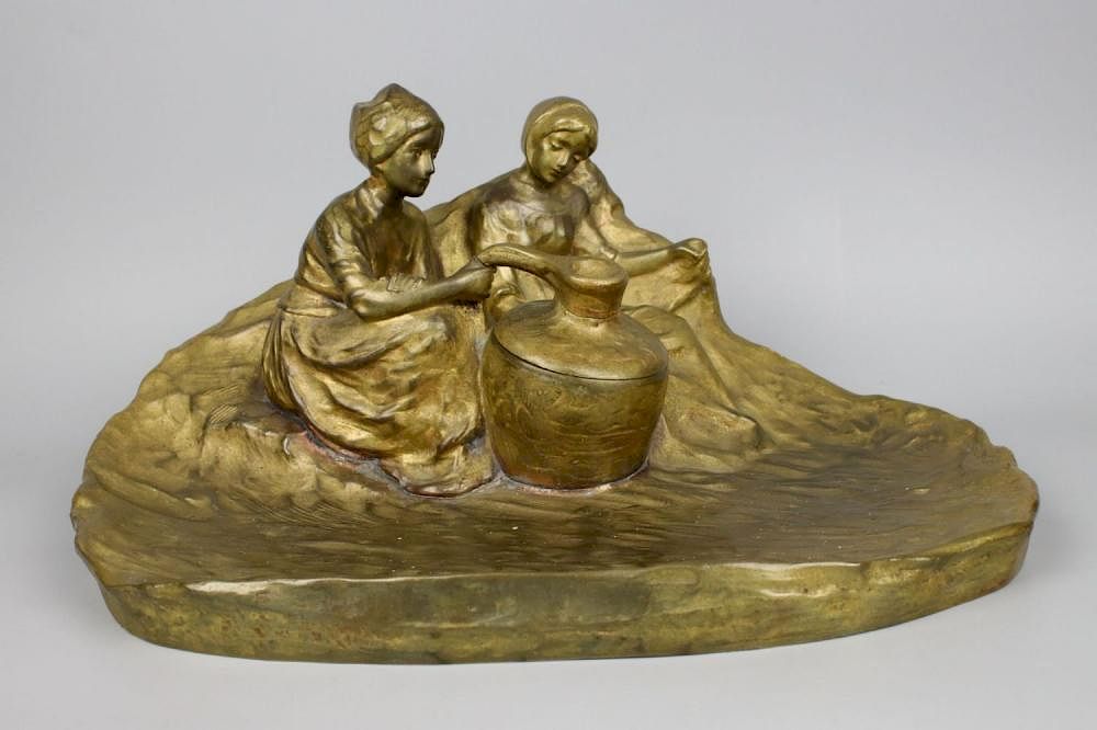 Appraisal: Peter Tereszczuk Austria - Bronze Inkwell Sur Les Dunes MANUFACTURE