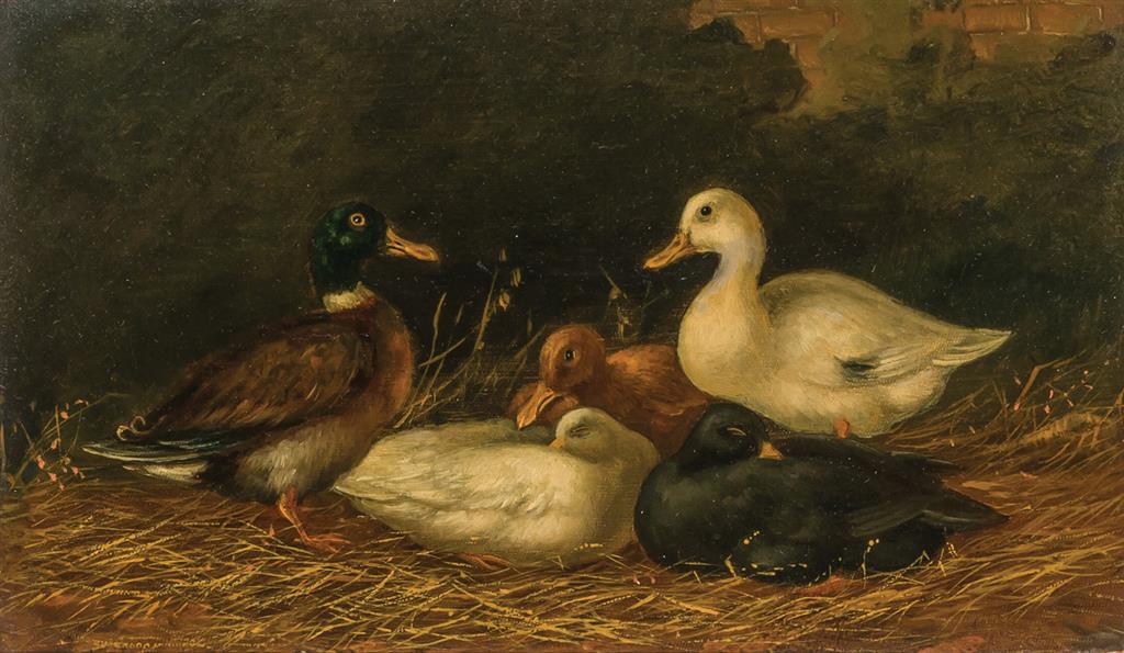 Appraisal: ARTHUR FITZWILLIAM TAIT American - Domestic Ducks oil on canvas