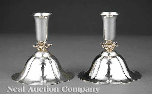 Appraisal: A Pair of American Sterling Silver Candlesticks c - The