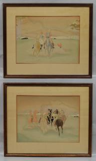 Appraisal: David H Hoel American th Century watercolor Equestrian Illustrations pencil