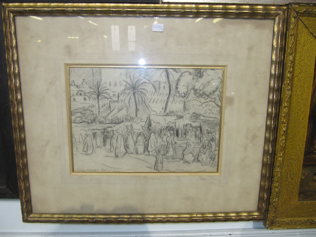 Appraisal: ALEXANDER GRAHAM MUNRO RSW Charcoal drawing of a North African