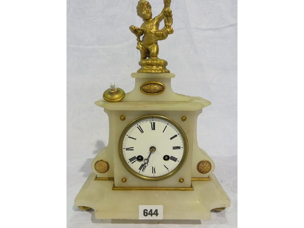 Appraisal: A mid th century onyx mantle clock of classical form