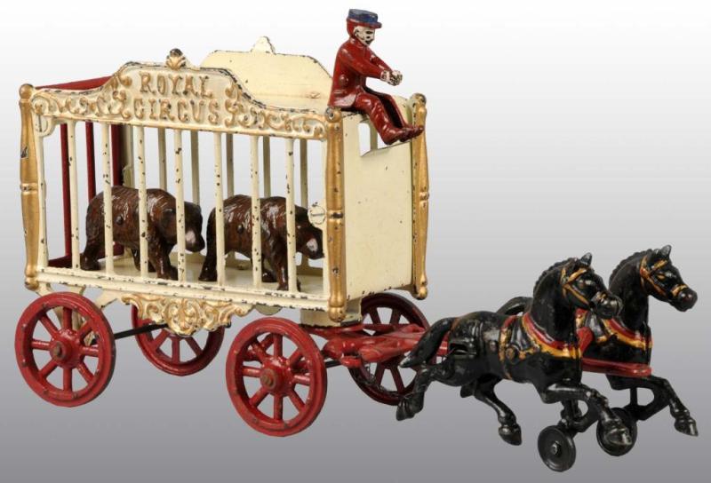 Appraisal: Cast Iron Hubley -Horse Royal Circus Wagon Toy Description Includes