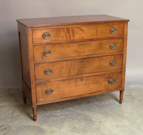 Appraisal: Pennsylvania Sheraton curly maple chest of drawers ca h w