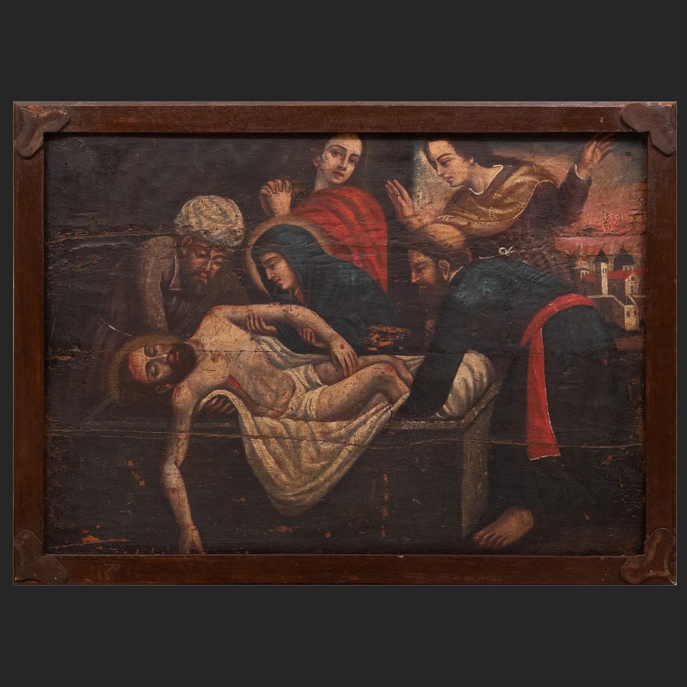 Appraisal: Spanish School The Lamentation Oil on board unsigned x in