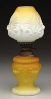 Appraisal: RARE SATIN GLASS MINI LAMP S - Dark gold shading