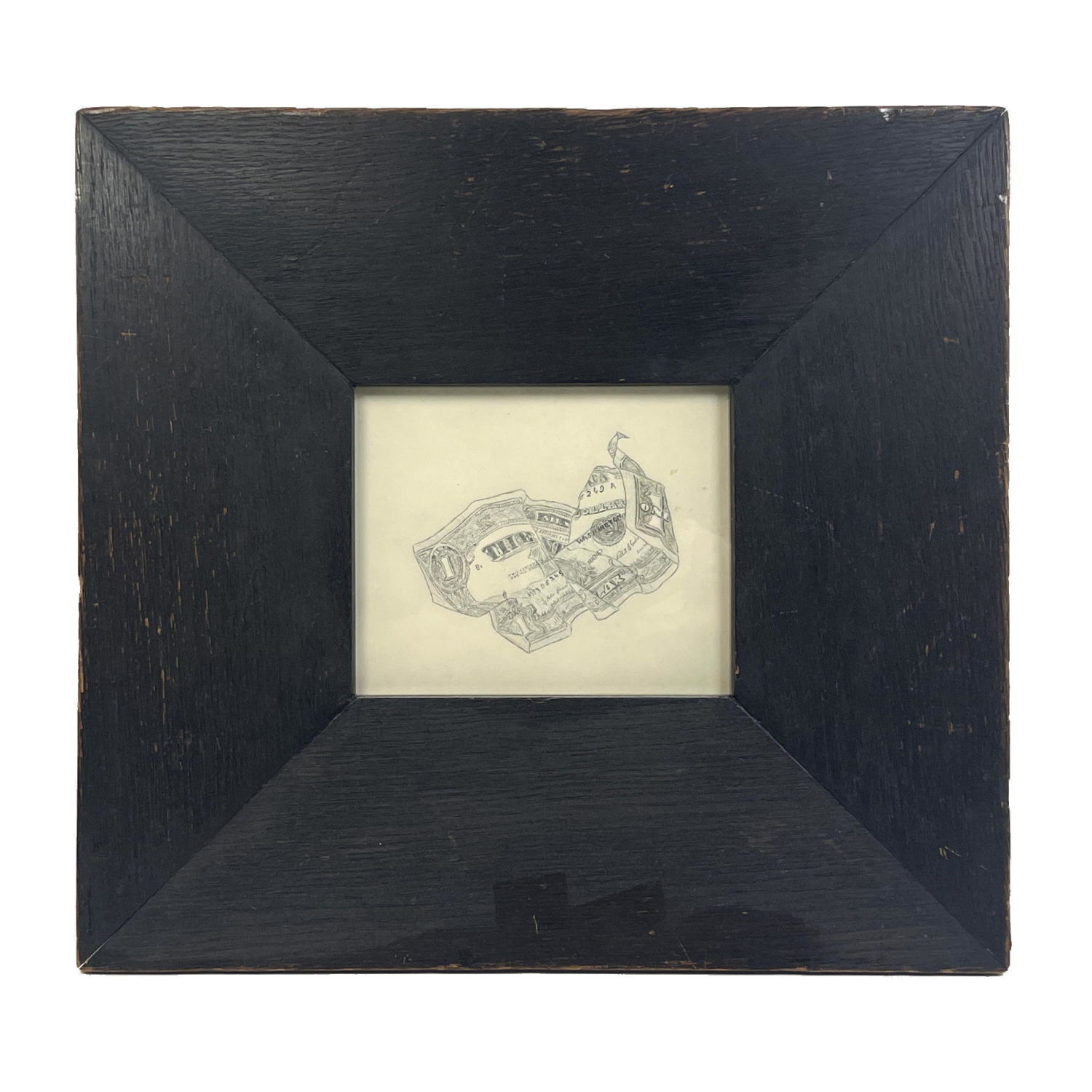 Appraisal: Crumpled Dollar Bill Trompe L'Oeil Print Framed Dimensions H inches