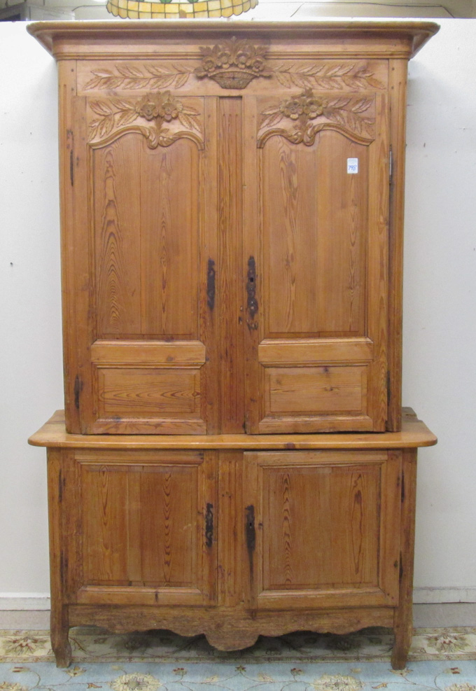 Appraisal: LOUIS XV STYLE NORMANDY PINE CUPBOARD ON BUFFET French late