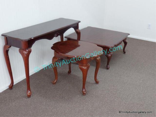 Appraisal: Cherry Finished pc Living Room Table Set Produced by Graebel